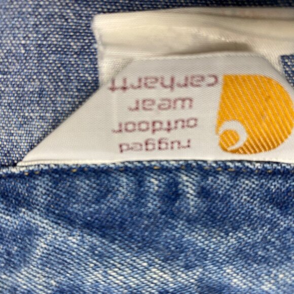 Carhartt VTG Mens‎ Rugged Pearl Snap Denim Shirt L-XL Long Sleeve Brushpopper - Picture 10 of 14